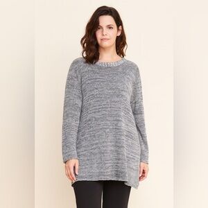 Eileen Fisher Gray Organic Linen Knit Tunic Sweater Size Medium EUC